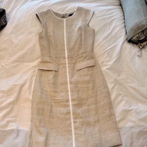 J.Crew Linen Sheath Dress with White Piping